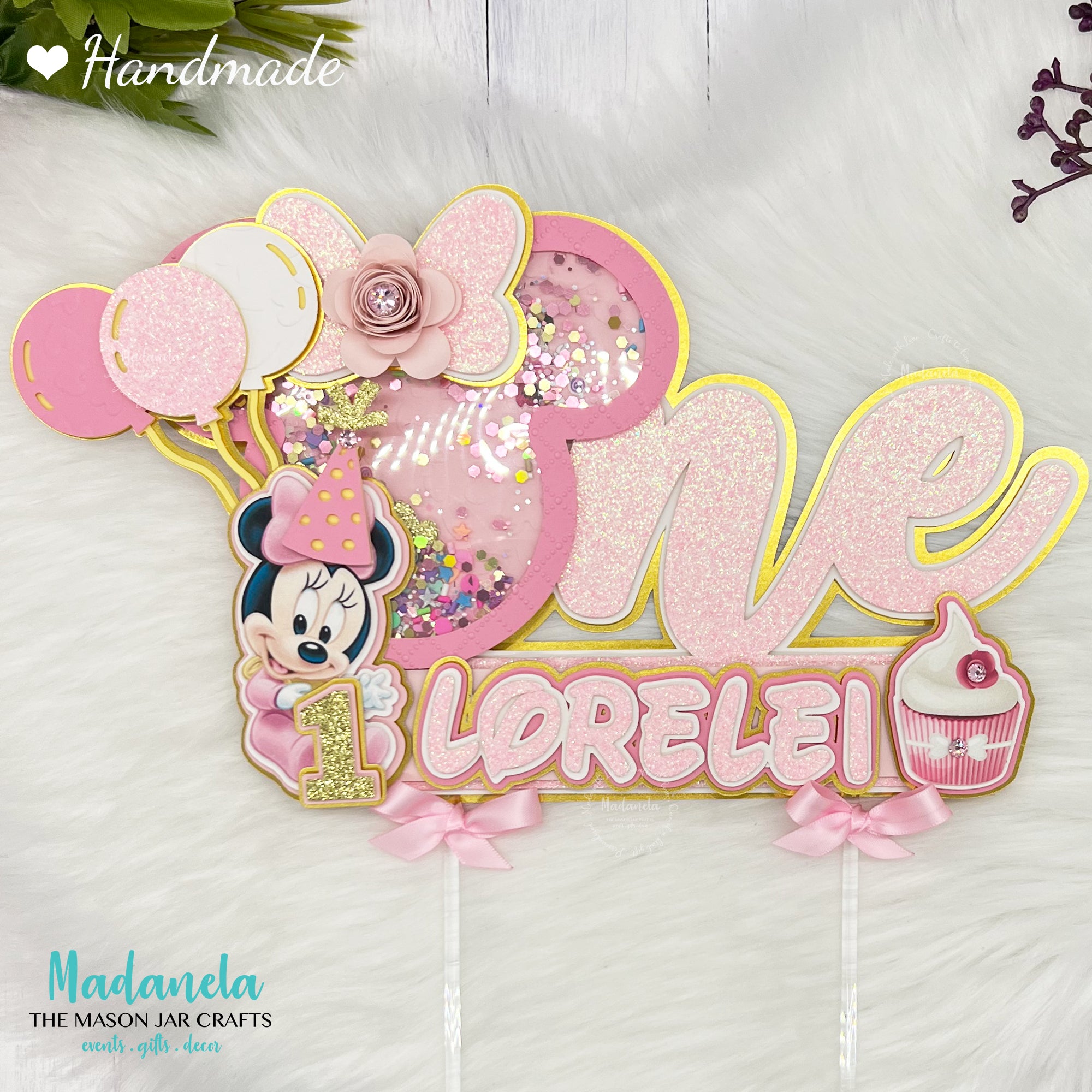 Handmade Minnie Mouse Cake Topper Minnie Mouse Cake Topper Pink