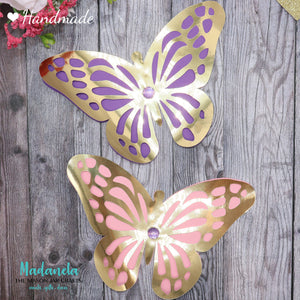 Paper Butterflies Cut Outs, Beautiful Pink/Purple Set For Decorations, Backdrop, Baby Shower - 58pcs