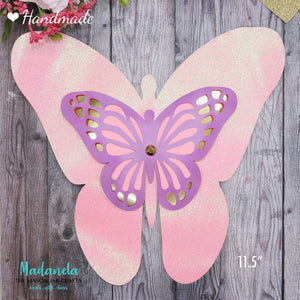 Paper Butterflies Cut Outs, Beautiful Pink/Purple Set For Decorations, Backdrop, Baby Shower - 58pcs