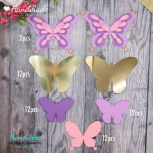 Load image into Gallery viewer, Paper Butterflies Cut Outs, Beautiful Pink/Purple Set For Decorations, Backdrop, Baby Shower - 58pcs