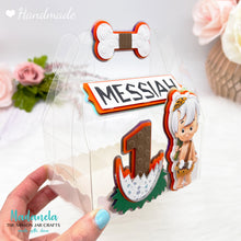 Load image into Gallery viewer, Bam Bam Favor Box Party Favor Clear Gable Box, Flintstones Party, Bam Bam Goody Box, Flintstones Birthday Party Set of Six