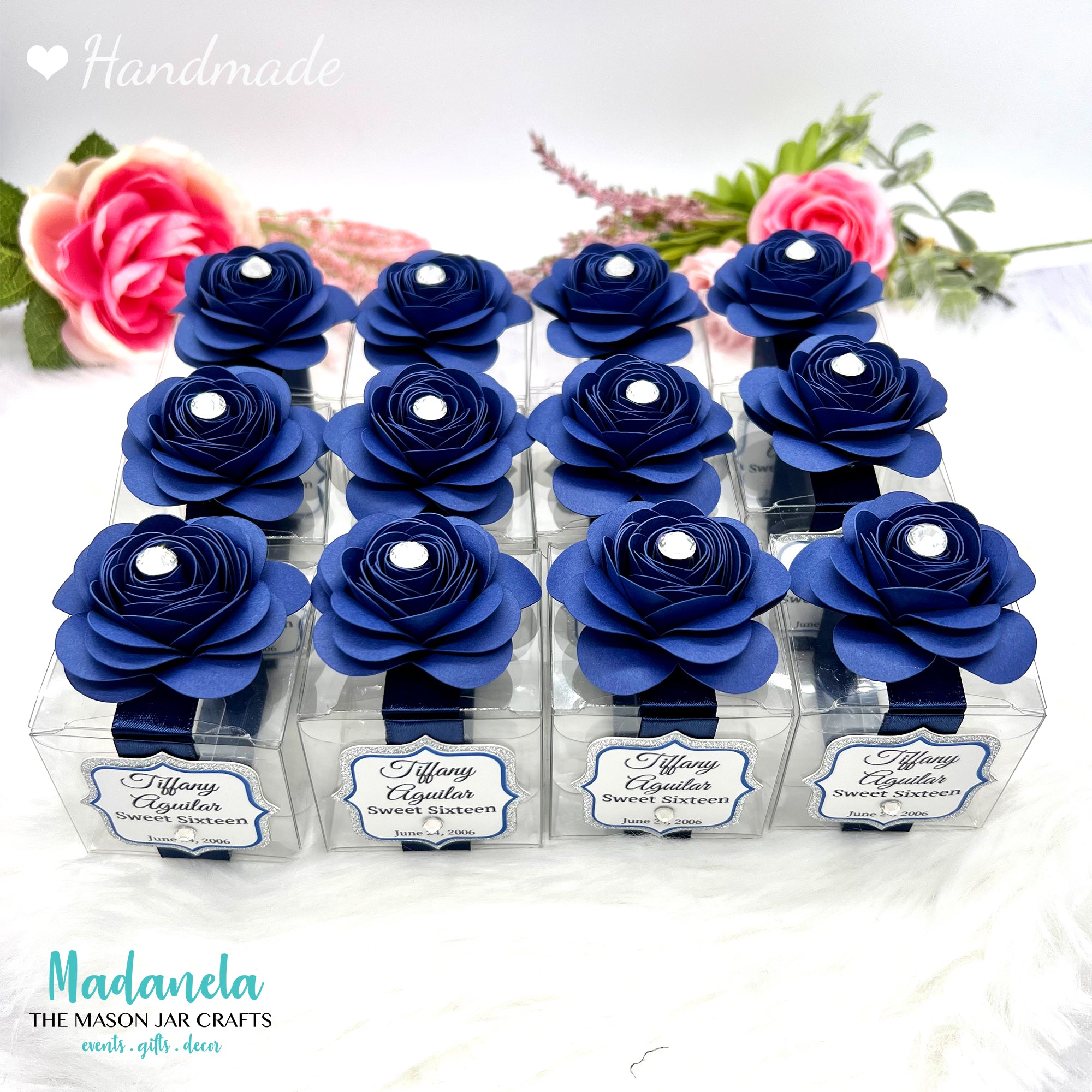 Personalized Flower Clear Party Favor Box For Quinceanera - Madanela