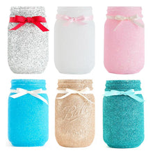 Load image into Gallery viewer, Mason Jars - Glitter Decorated Jars - Center Piece, Weddings, Sweet Sixteen, Quinceanera