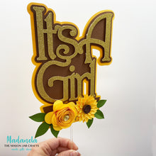 Load image into Gallery viewer, Sunflower Cake Topper It’s A Girl Cake Decoration For Baby Shower, Gender Reveal