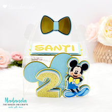 Load image into Gallery viewer, Mickey Mouse Favor Box Party Favor Clear Gable Box, Mickey Party, Mickey Goody Box, Mickey Birthday Party Set of Six