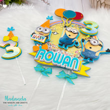 Load image into Gallery viewer, Personalized Minion Cake Topper, Shaker Cake Topper, Cake Decorations, Party Decorations