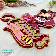 Cargar imagen en el visor de la galería, Personalized Minnie Mouse Cake Topper, Cake Decorations, Party Decorations