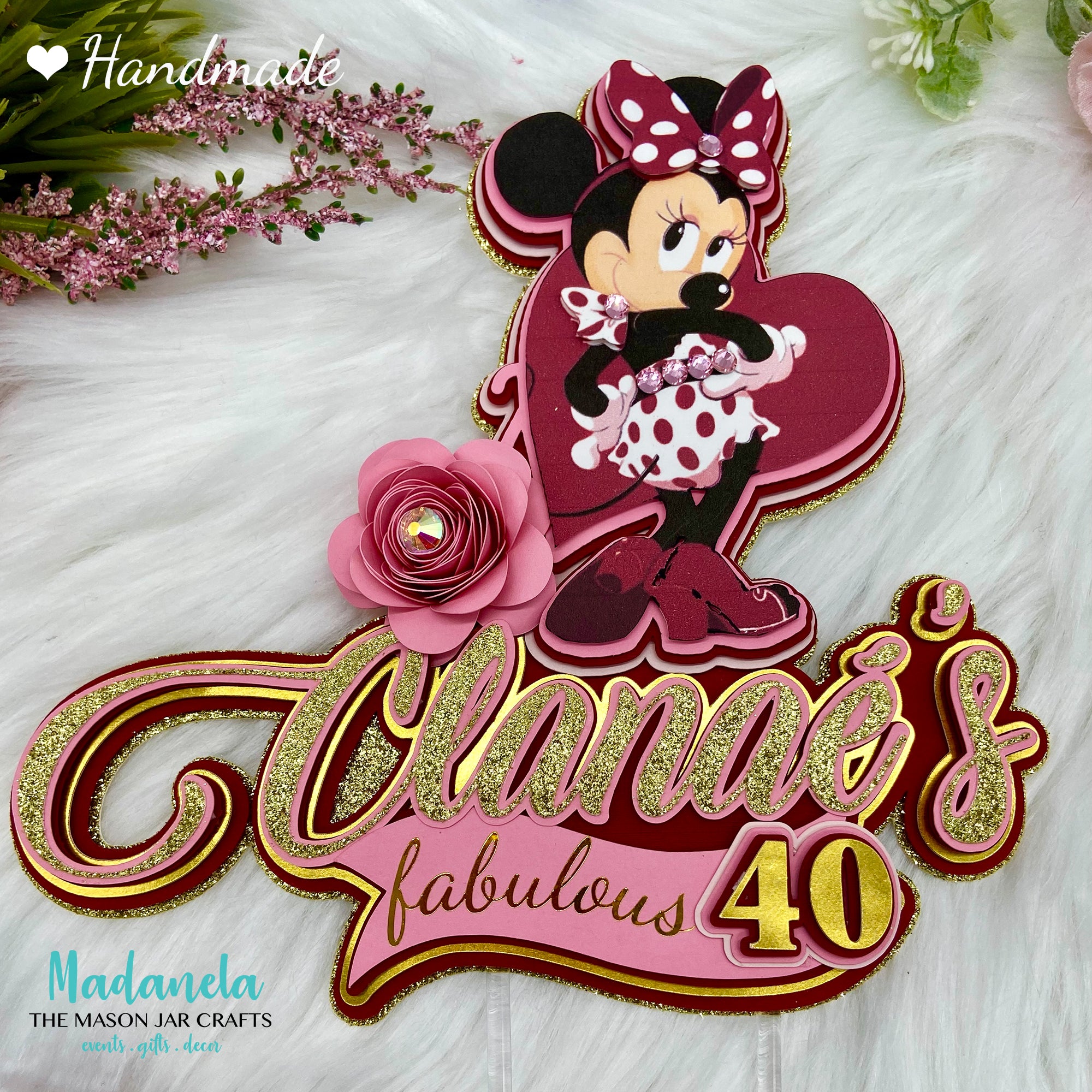 Birthday Cake Topper Minnie Mouse Personalized Cake Decor - Madanela