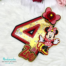 Load image into Gallery viewer, Minnie Mouse Cake Topper, Shaker Cake Topper Number, Minnie Mouse Red