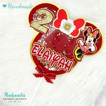 Load image into Gallery viewer, minnie-mouse-cake-topper-red-personalized-shaker-cake-topper-Madanela