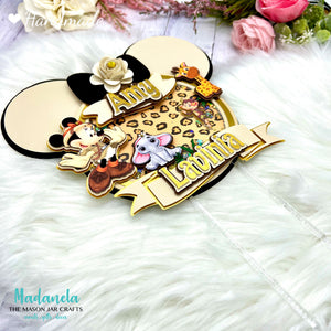 Personalized Minnie Mouse Cake Topper Safari, Shaker Cake Topper, Cake Decorations, Party Decorations
