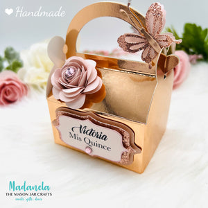 Rose Gold Party Favor Boxes For Quinceanera, Sweet Sixteen Party Decorations 10 or 25 Boxes